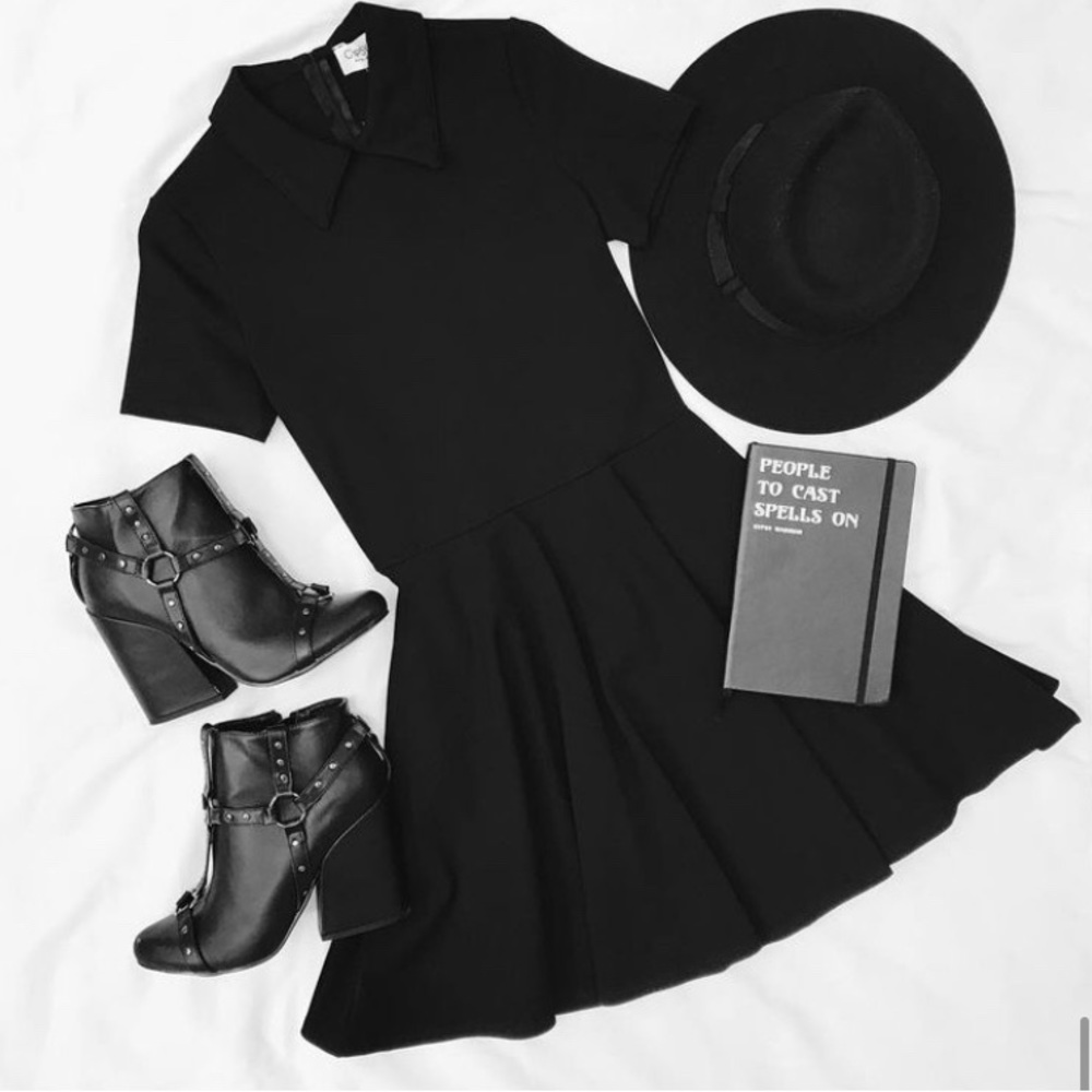 Gypsy Warrior Black Collared Dress